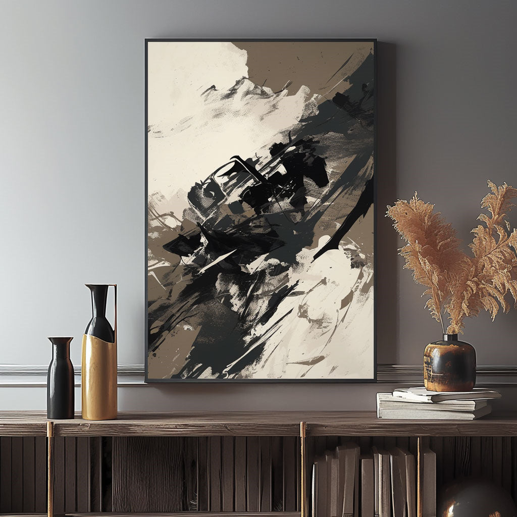 Handpainted Abstract Wall Art Painting Decorative Painting Aisle Corridor Mural Mooring Hanging Painting black 31inx47in,No Frame