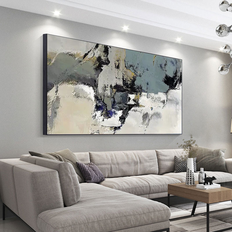 Modern Paintinghand-painted Banner Black And White Ash Living Room Sofa Backdrop Decorative Painting Abstract Paintings Be27inx54in,No Frame