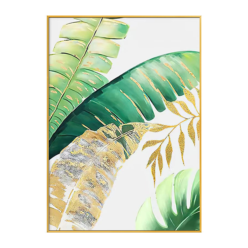 Hand painted Oil Painting American Light Luxury Decorative Painting Green Plant Hanging Painting Banana Leaf Large,31inx47in,No Frame