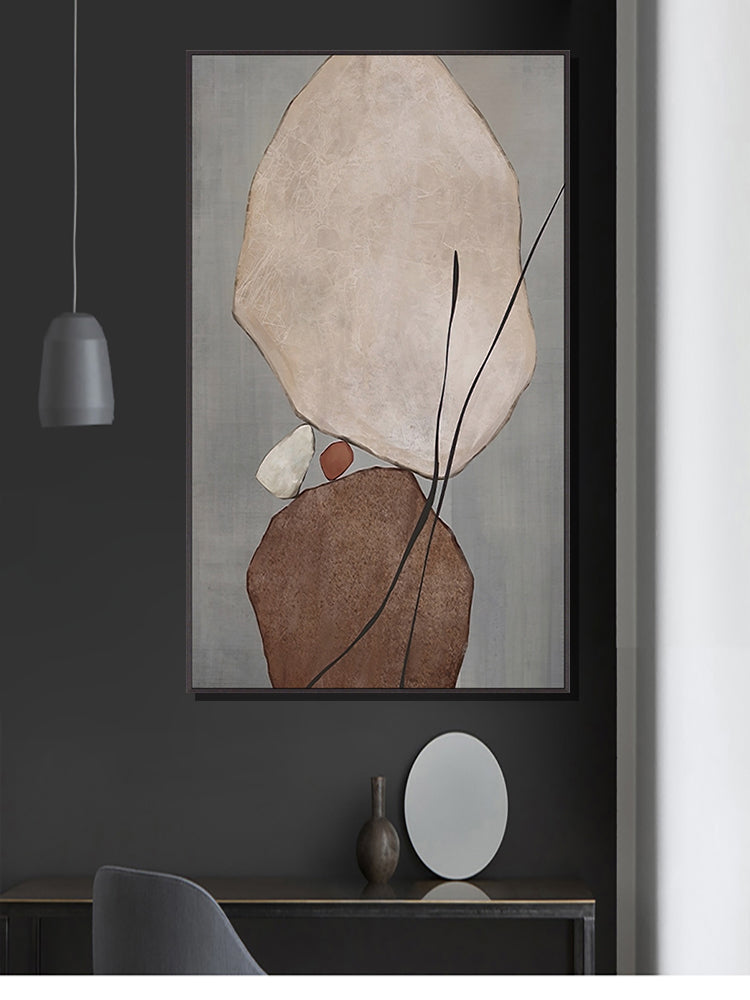Latest Textured Gray Abstract Geometry Design  Hand painted Modern Wall Art Home Decoration Canvas Oil,27inx54in,No Frame
