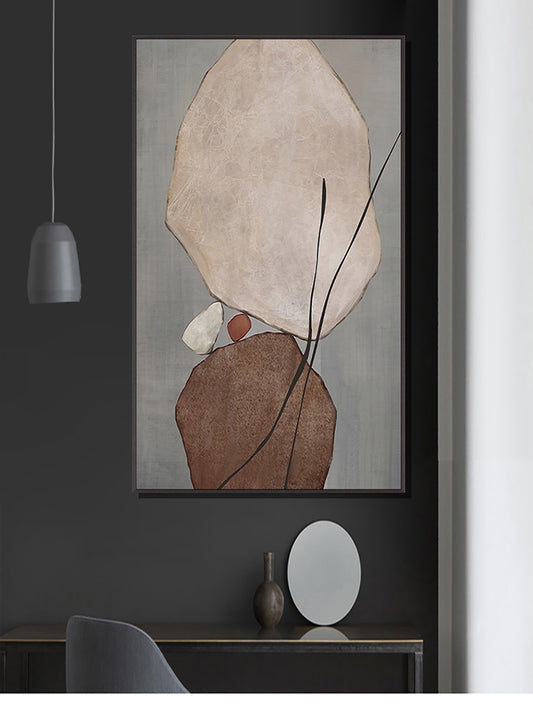 Latest Textured Gray Abstract Geometry Design  Hand painted Modern Wall Art Home Decoration Canvas Oil,27inx54in,No Frame