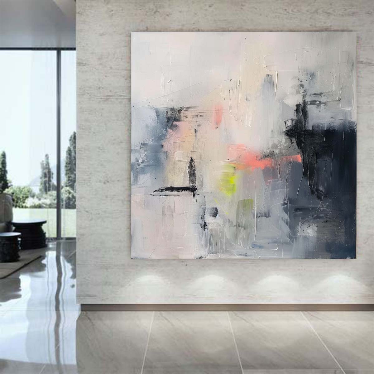 Abstract Handmade Oil Painting Modern Minimalist Home Living Room Decoration Painting,31inx31in,No Frame
