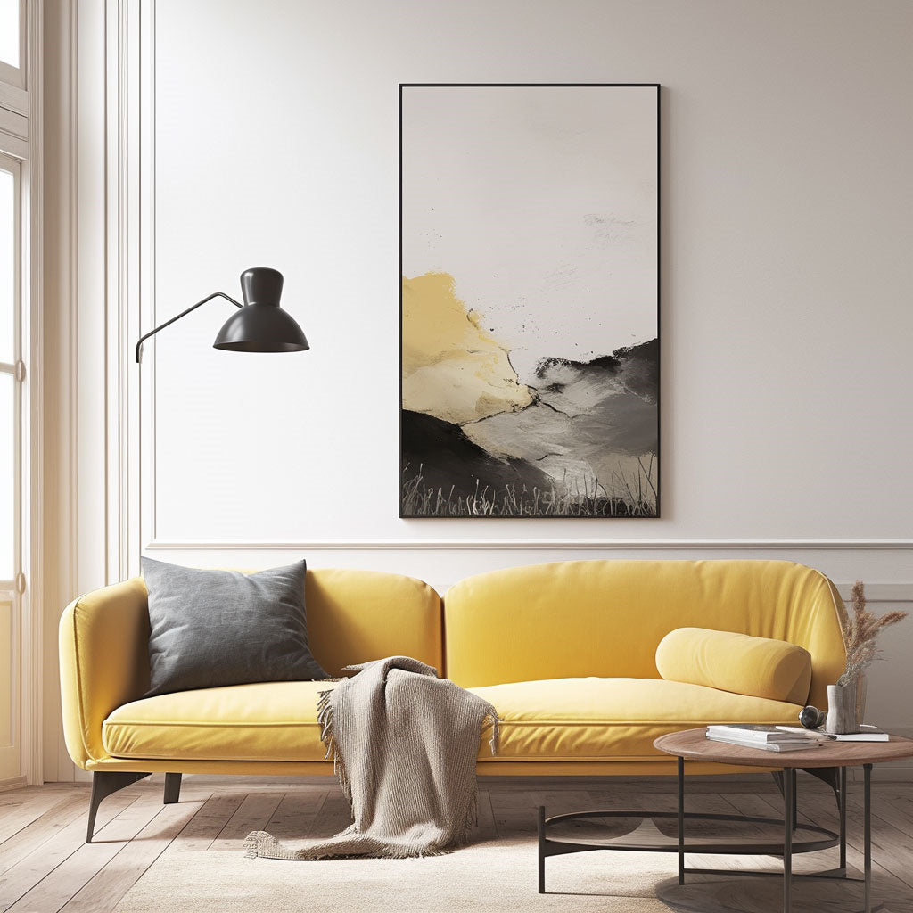 Handpainted Abstract Wall Art Painting Decorative Painting Aisle Corridor Mural Mooring Hanging Painting white black 31inx47in,No Frame