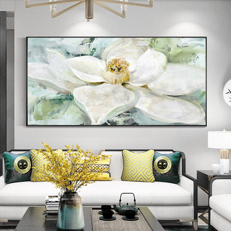 Chinese-style Horizontal Version Of The Flower Painting Decorative Painting Minimalist Living Room Wall Paintings Den Entrance M27inx54in,No Frame