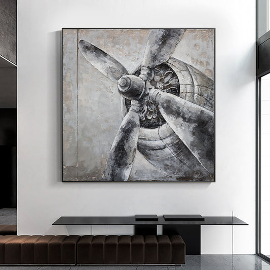 Abstract Gray Plane Oil Painting  Hand Painted On Canvas Modern New Decorative Handmade Wall Art,31inx31in,No Frame