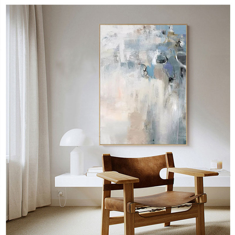 Pure hand painted canvas oil painting blue abstract painting living room mural home decoration frameless painting,31inx47in,No Frame