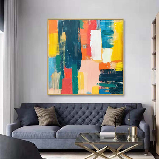 Abstract Handmade Oil Painting Modern Minimalist Home Living Room Decoration Painting,31inx31in,No Frame
