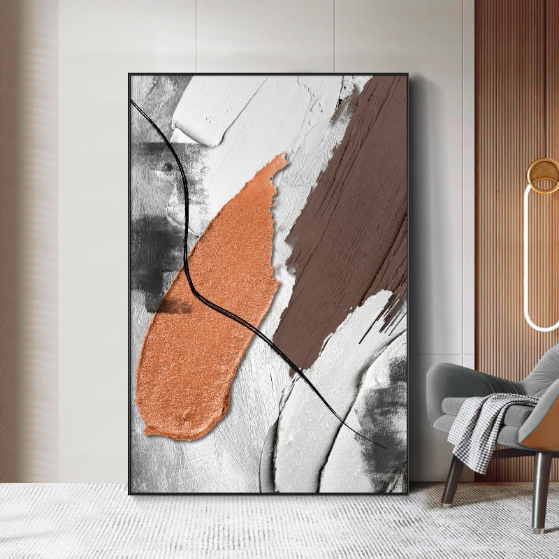 Modern Hand painted Abstract Oil Painting Orange Coffee Color Thick Texture Wall Art On Canvas Home,31inx47in,No Frame