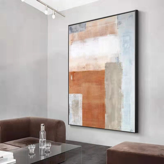 July Pure Hand Painted House Lonely Style Living Room Background Wall Decoration Painting Abstract Light Luxury,31inx47in,No Frame