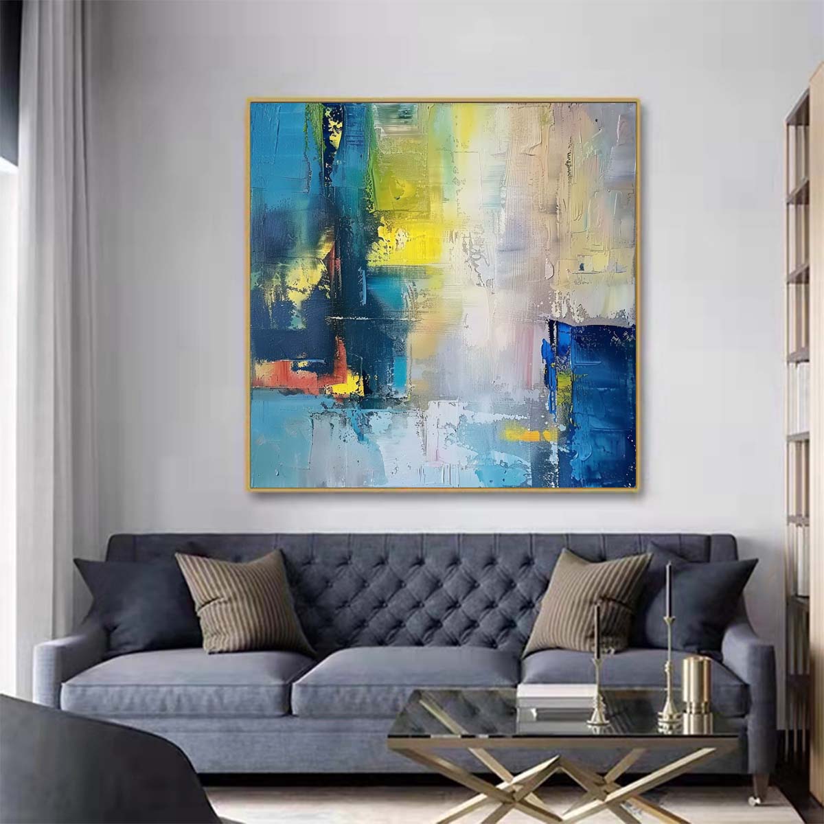 Abstract Handmade Oil Painting Modern Minimalist Home Living Room Decoration Painting,31inx31in,No Frame