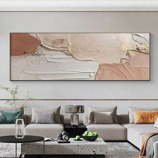 Hand Painted Abstract Painting Earth Tone Wall Art Custom Canvas Art Wabi Sabi Art Calming Painting Original Art Room Decor27inx54in,No Frame