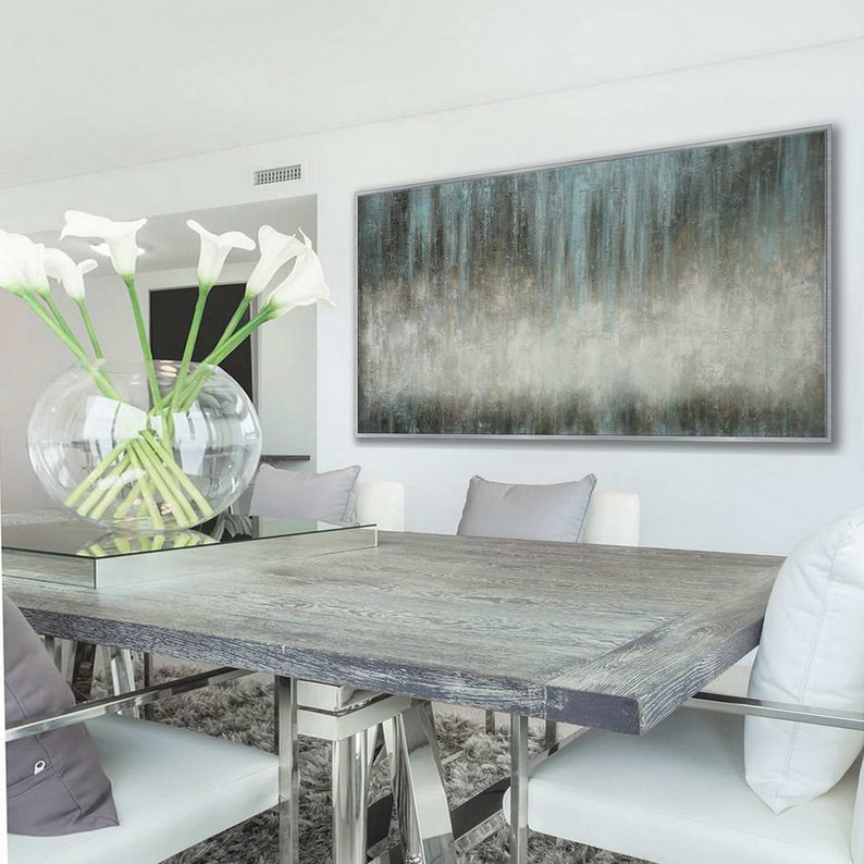 Panoramic Contemporary Minimal Modern Wall Art Large Horizontal Rustic Minimalist Simple Easy Abstract Oil Painting On Canvas27inx54in,No Frame