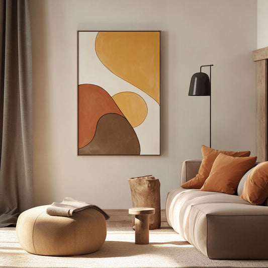 Handpainted Abstract Wall Art Painting Decorative Painting Aisle Corridor Mural Mooring Hanging Painting yellow brown orange 31inx47in,No Frame