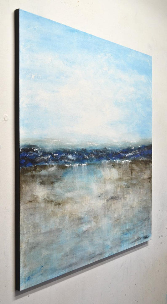 LandscapepaintinglargepaintingsquareabstractoilpaintingoceanblueseascapemodernartHandmadeAbstractOil 31in,No Frame