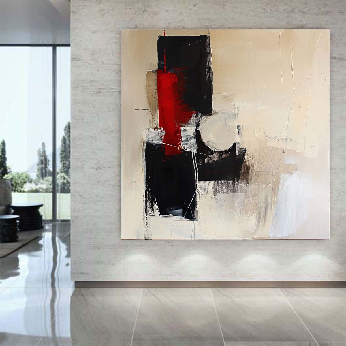 Abstract Handmade Oil Painting Modern Minimalist Home Living Room Decoration Painting,31inx31in,No Frame