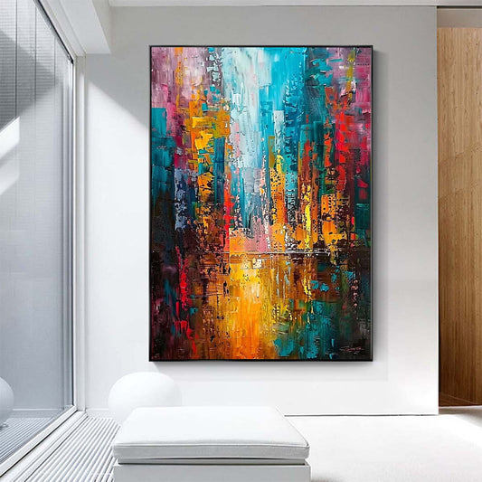 Original creation City Hand painted Oil Painting Canvas Wall Art For Home Living Room Unframed/Rolled #041