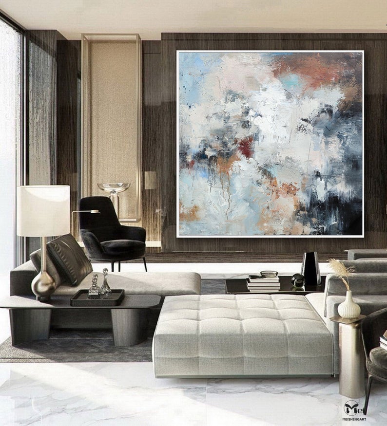 OriginalAbstractPaintingGreyandBeigeWallArtBrownPaintingTextureCanvasWallPaintingContemporaryPainting 31in,No Frame