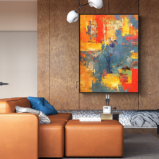 Large Hand painted Oil Painting Abstract Art Hanging Painting Nordic Mural Living Room Background Wall Decorative,31inx47in,No Frame