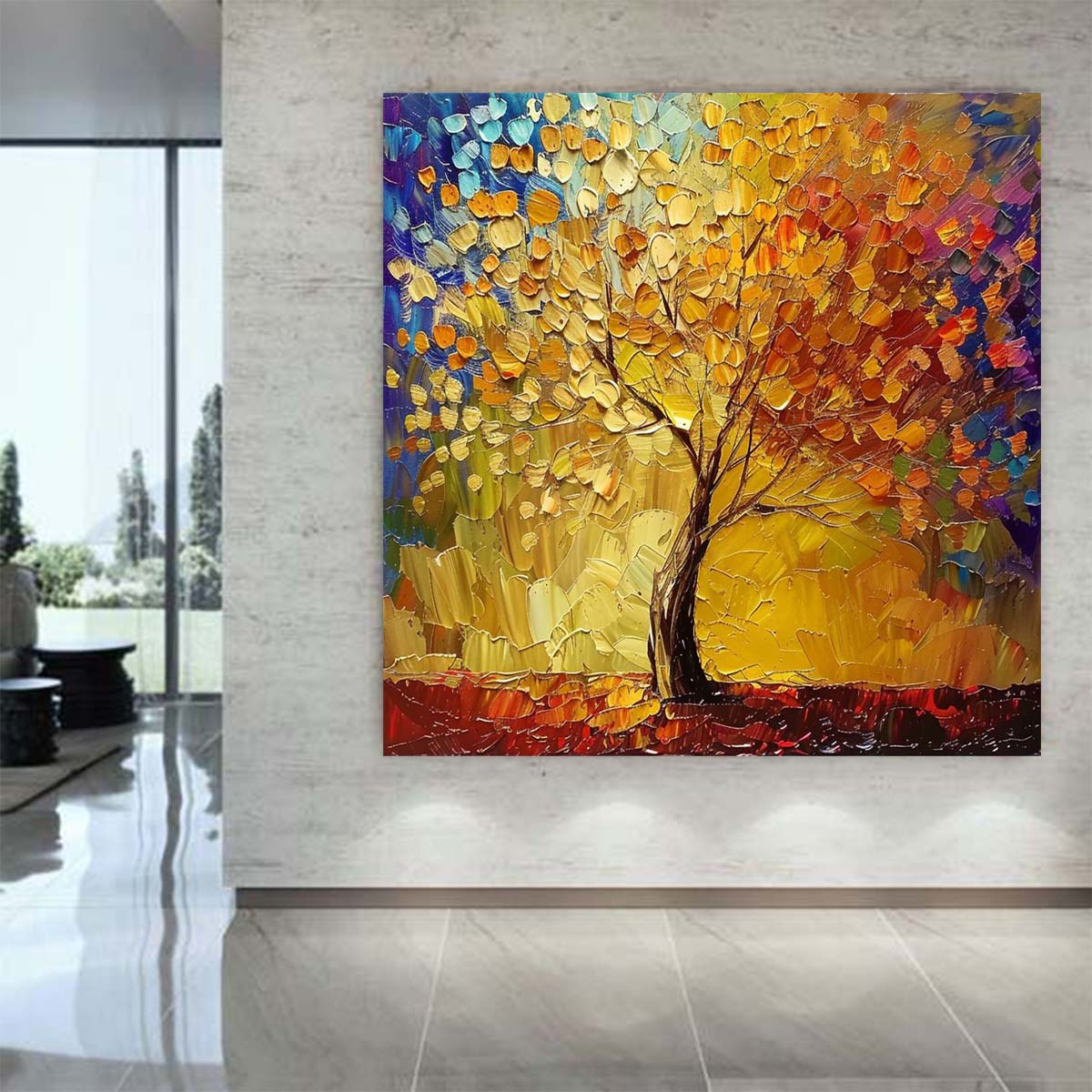 Abstract Handmade Oil Painting Modern Minimalist Home Living Room Decoration Painting,31inx31in,No Frame