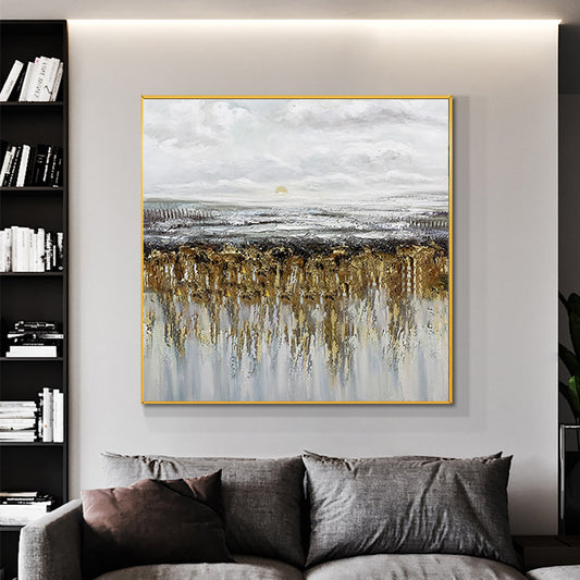scenery Handmade Abstract Wall Art Mural Thick Texture Hand painted Oil Painting On Canvas Office Interior,31inx31in,No Frame