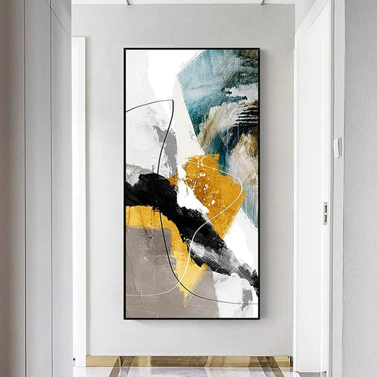 Free Shipping  Hand Painted Oil Painting On Canvas Porch Abstract Modern Style Wall Art,27inx54in,No Frame