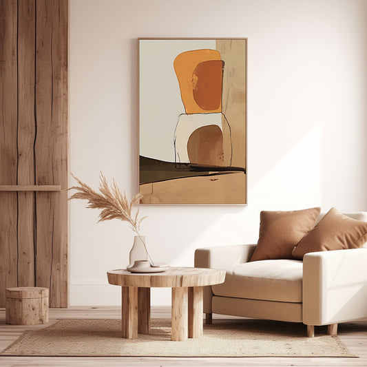 Handpainted Abstract Wall Art Painting Decorative Painting Aisle Corridor Mural Mooring Hanging Painting orange black brown 31inx47in,No Frame
