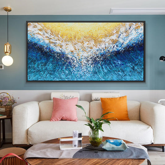 Original Hand-Painted Abstract Landscape Oil Painting Living Room Bedroom Hotel Villa Hand-Painted Horizontal Version27inx54in,No Frame