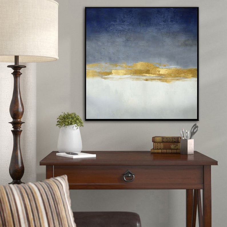 Abstract Painting Canvas Blue Painting Office Painting Extra Large Canvas Art Contemporary Art Living Room Art Modern Painting31in,No Frame