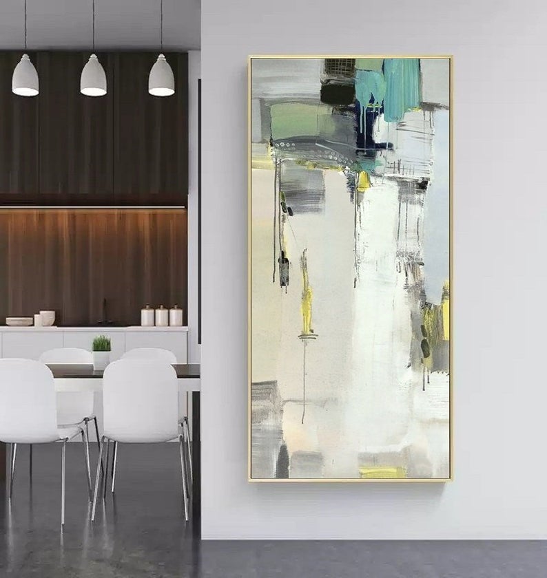 Minimalist Abstract Art Painting Vertical hand-painted Abstract Painting Abstract Painting Large Wall Decorative Painting,27inx54in,No Frame