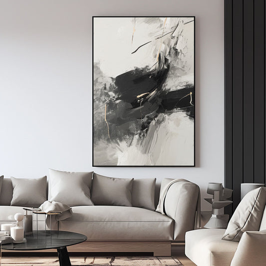 Handpainted Abstract Wall Art Painting Decorative Painting Aisle Corridor Mural Mooring Hanging Painting black 31inx47in,No Frame