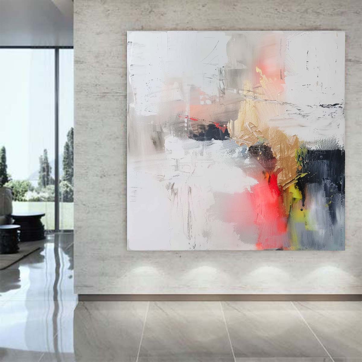 Abstract Handmade Oil Painting Modern Minimalist Home Living Room Decoration Painting,31inx31in,No Frame