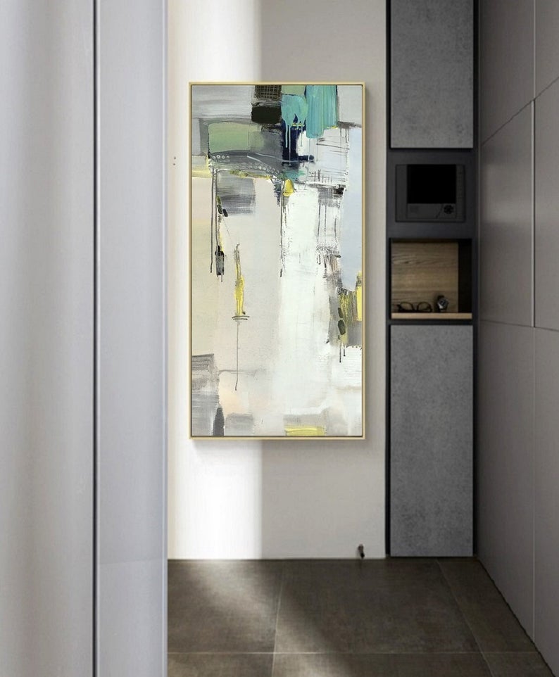Minimalist Abstract Art Painting Vertical hand-painted Abstract Painting Abstract Painting Large Wall Decorative Painting,27inx54in,No Frame