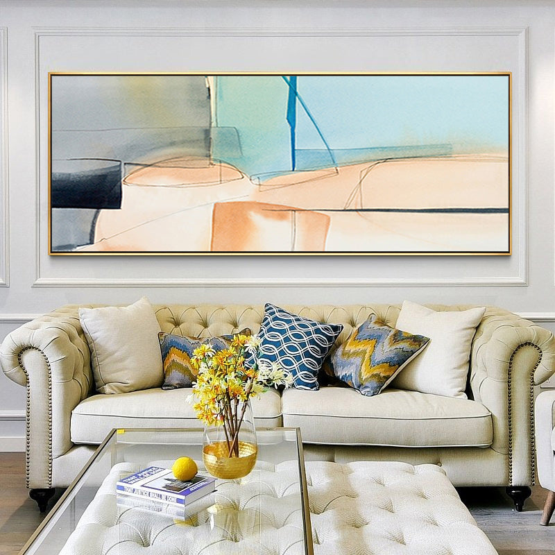 Abstract Painting Canvas Blue Painting Office Art Extra Large Canvas Art Contemporary Art Living Room pictures for home design,27inx54in,No Frame