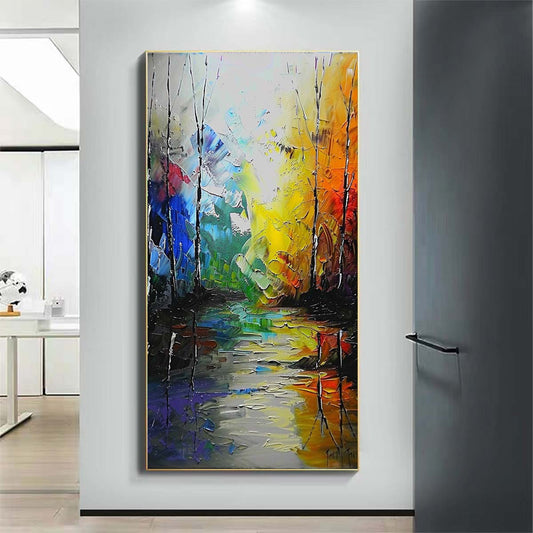 Landscape Paintings Abstract Handmade Oil Painting Modern Home Living Room Decoration Painting,27inx54in,No Frame