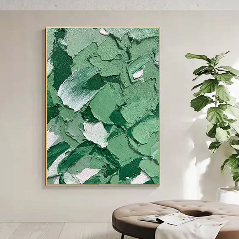 3D Green Picture Abstract Oil Painting Wall Art Home Decoration Modern Hand Painted Oil Painting,31inx47in,No Frame