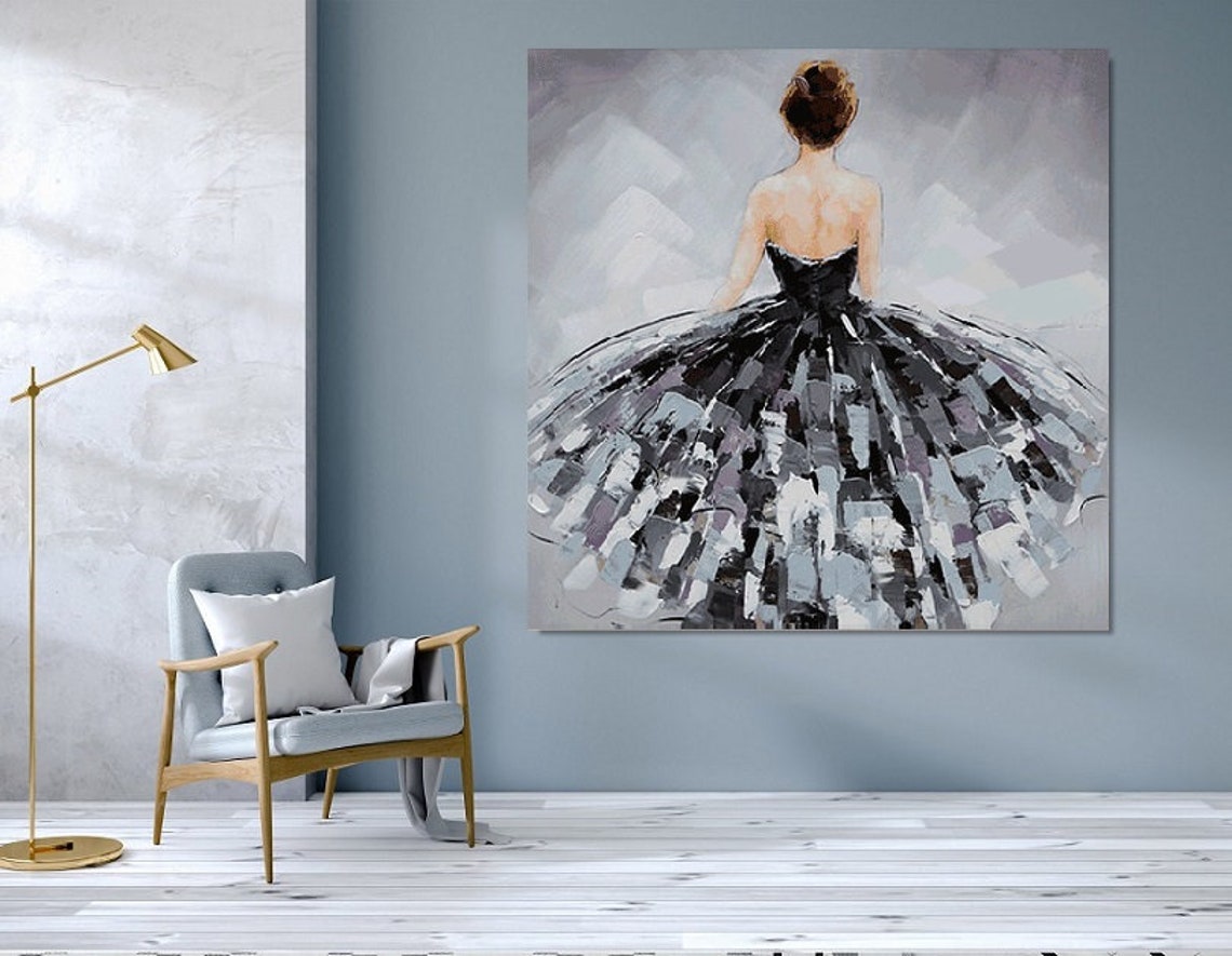 Ballerina Fine Art Dancer Oil Painting On Canvas Ballerina Girl Is Like Bride In A Wedding