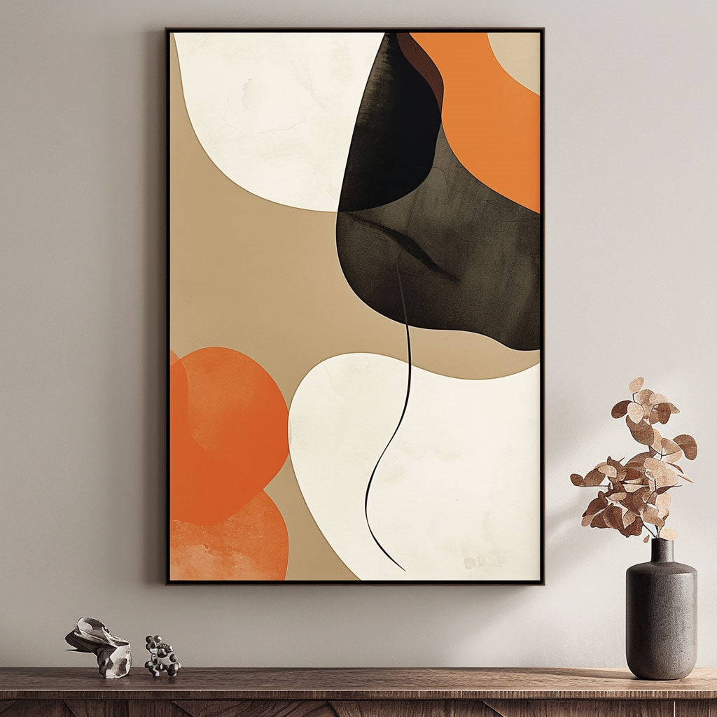 Handpainted Abstract Wall Art Painting Decorative Painting Aisle Corridor Mural Mooring Hanging Painting pink white black orange 31inx47in,No Frame