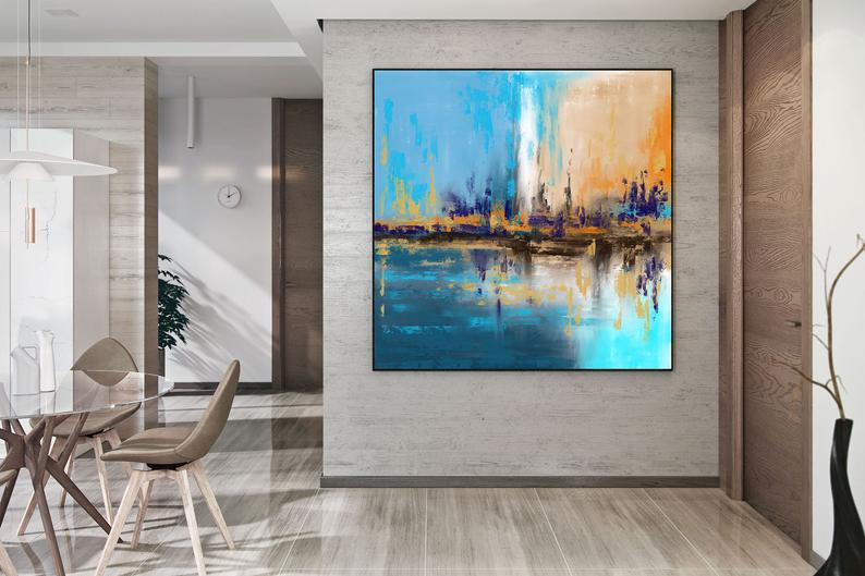 Extra Large Wall Art Palette Knife Artwork Original Painting On Canvas Art Modern Wall Decor Contemporary Art Abstract Painting31in,No Frame
