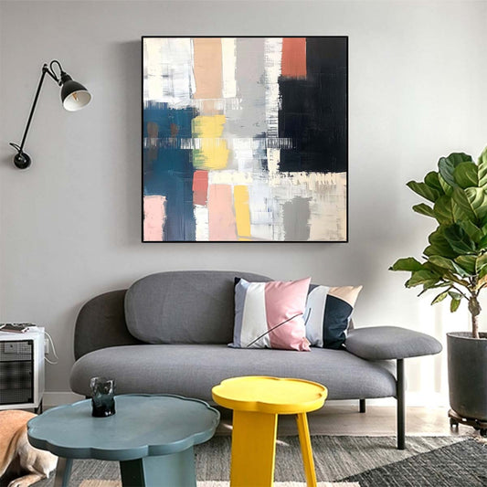 Abstract Handmade Oil Painting Modern Minimalist Home Living Room Decoration Painting,31inx31in,No Frame