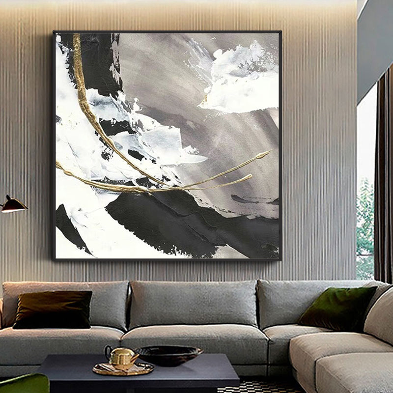 HandpaintedBlackAndWhiteSprayPaintingTheLivingRoomEntranceHallwaySquareBackdropPaintingsDecorative 31in,No Frame
