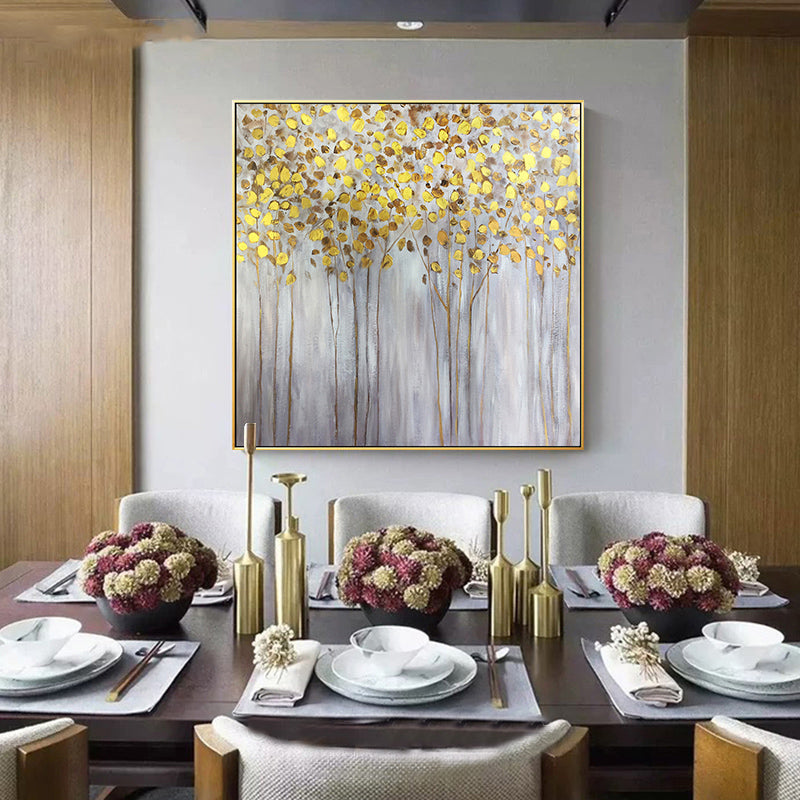 Abstract Painting Large Wall Art Gold Rich Tree Painting Minimalist Canvas Art Hand Painted Acrylic Canvas Painting Home Decor31in,No Frame