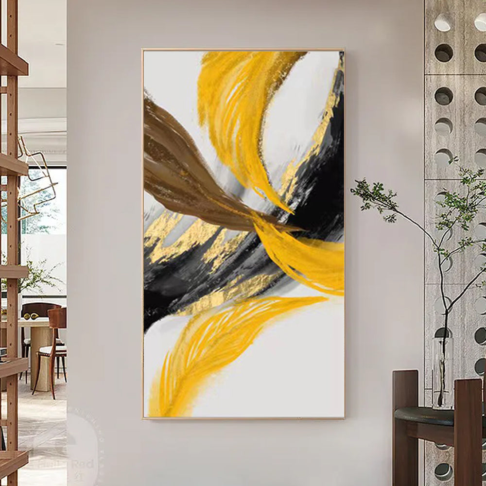 2023 New Arrival Original Hand Painted On Canvas Large Handmade Wall Art Golden Picture,31inx47in,No Frame