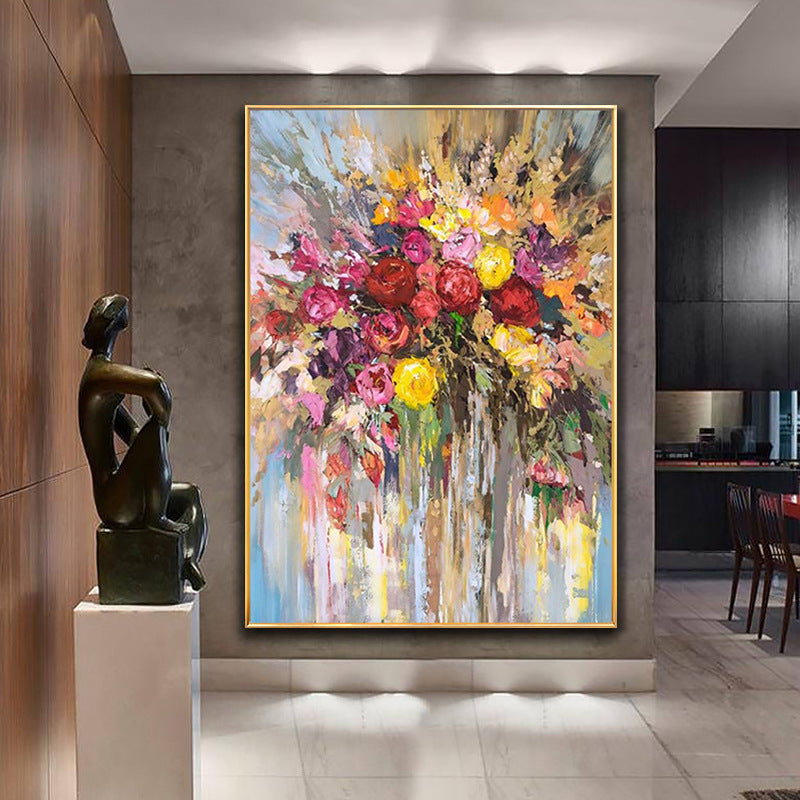 Hand Painted Oil Painting Modern Vertical Geometry Abstract Decorative Hanging Painting Living Room Painting Wall Art Oil Painting for Home Living Room,31inx47in,No Frame