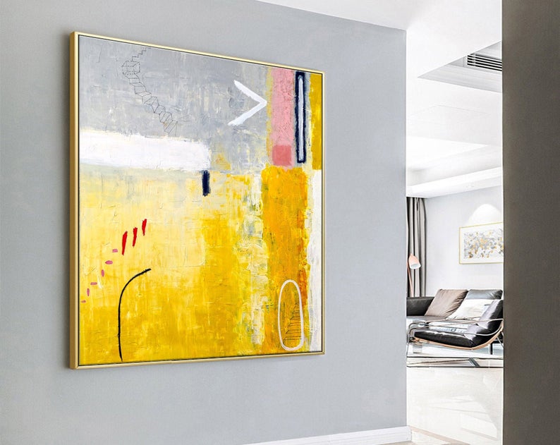 AbstractPaintingOriginalLargeAcrylicCanvasWallArtExpressionismPlayfulModernPaintingWallArtOnCanvas   31in,No Frame