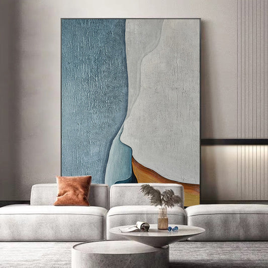Hand Drawn Abstract Textured Oil Painting Modern Wall Art On Canvas Restaurant Living Room Background Mural,31inx47in,No Frame
