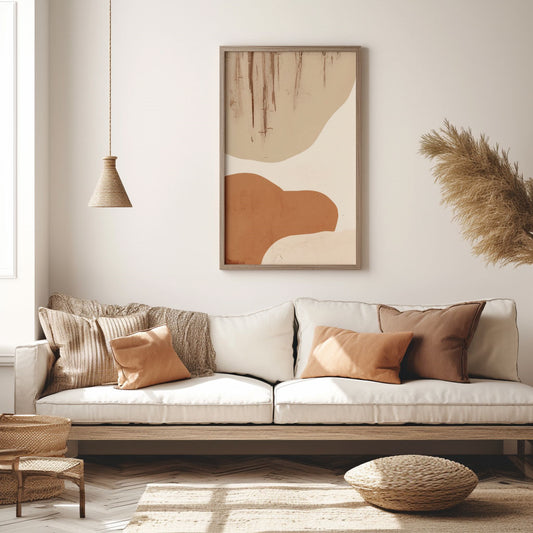 Handpainted Abstract Wall Art Painting Decorative Painting Aisle Corridor Mural Mooring Hanging Painting white orange 31inx47in,No Frame