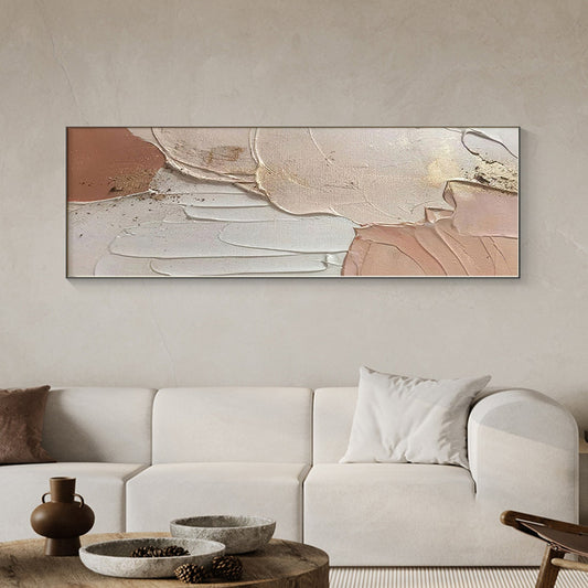 Hand Painted Abstract Painting Earth Tone Wall Art Custom Canvas Art Wabi Sabi Art Calming Painting Original Art Room Decor27inx54in,No Frame