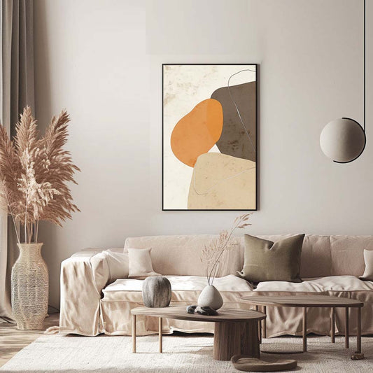 Handpainted Abstract Wall Art Painting Decorative Painting Aisle Corridor Mural Mooring Hanging Painting white black orange 31inx47in,No Frame