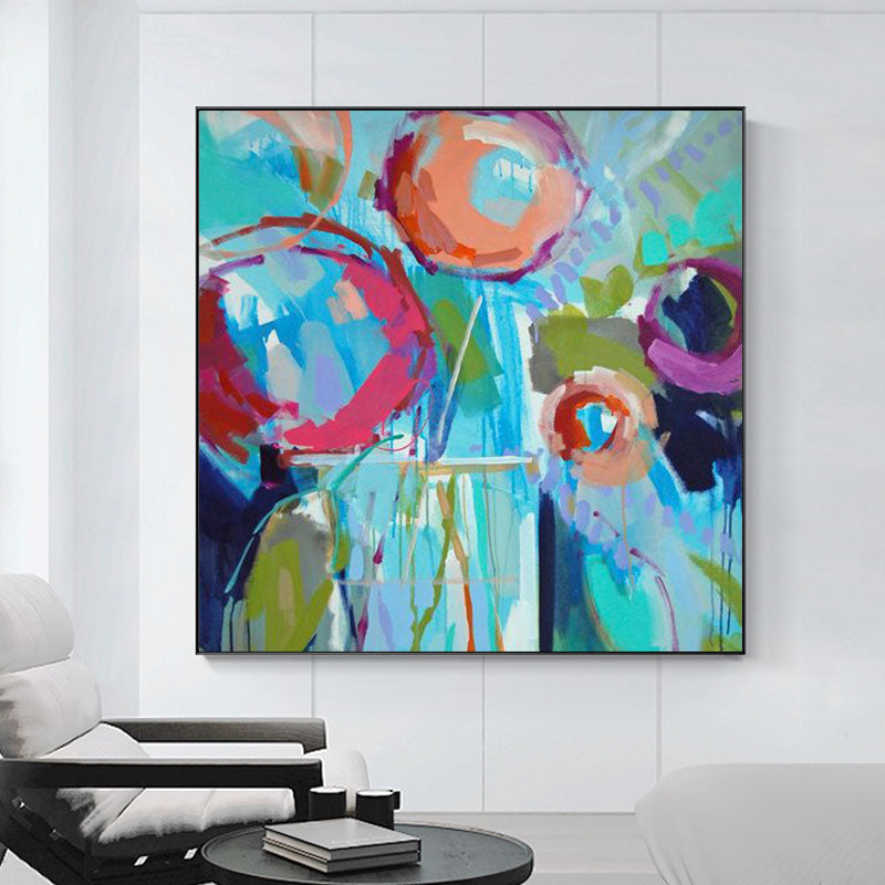 Modern Watercolor Flower Wall Painting Hand painted Poppy Flower Canvas Painting Living Room Home  (Unframed/Rolled)