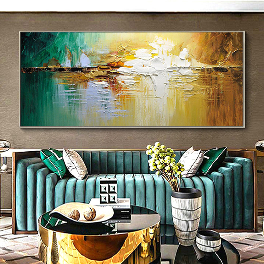 #350Abstract Landscape Wall Art Oil Painting Handmade Modern Canvas Oil Painting For Living Room Decoration Art,27inx54in,No Frame